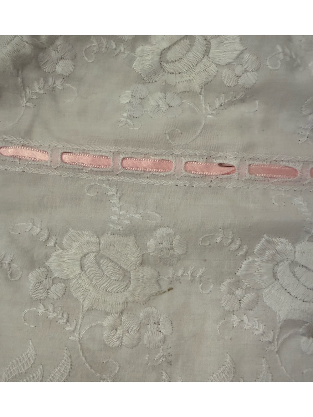 White Eyelet Sundress with Flower and Pink Ribbon Accents - Picture 6 of 10